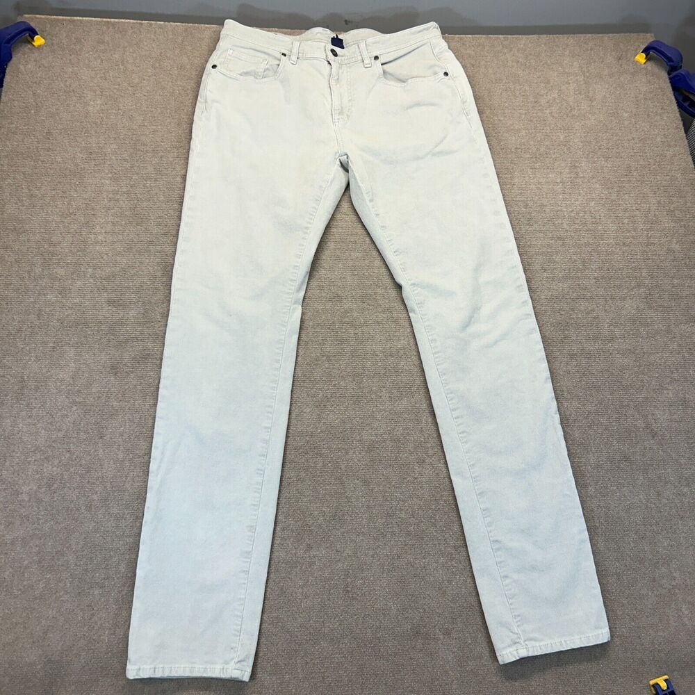 Johnnie-O Wales Corduroy Pants Mens 33x34 Light Gray Nimbus Stretch Cotton Blend